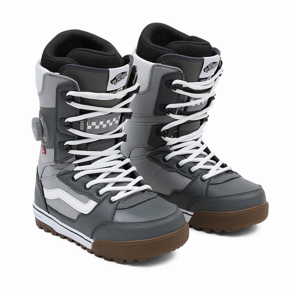 Men\'s Vans Invado Pro Snowboard Boots Grey / White | USA01632