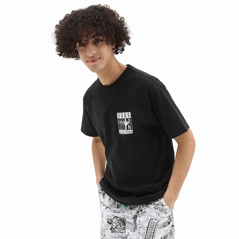 Men's Vans Kevin Peraza Off The Wall T Shirts Black | USA65712