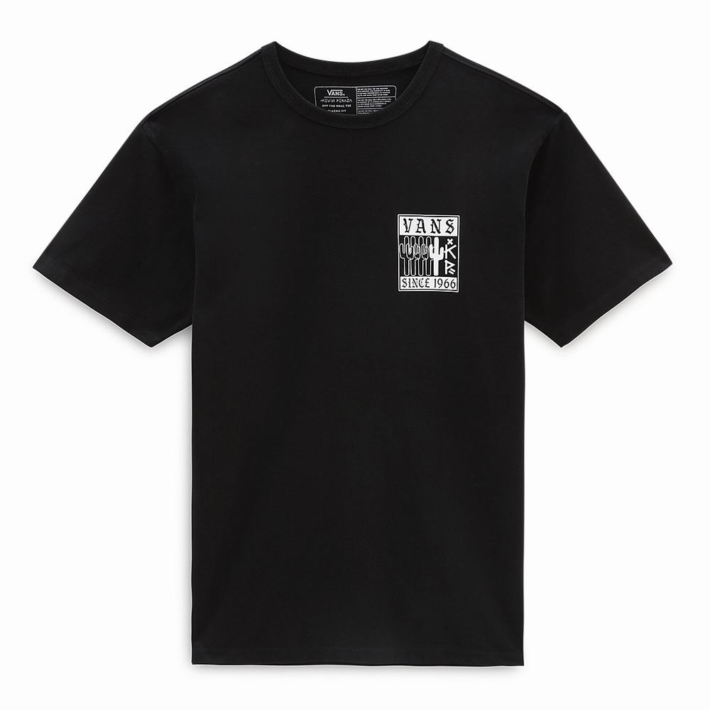 Men's Vans Kevin Peraza Off The Wall T Shirts Black | USA65712