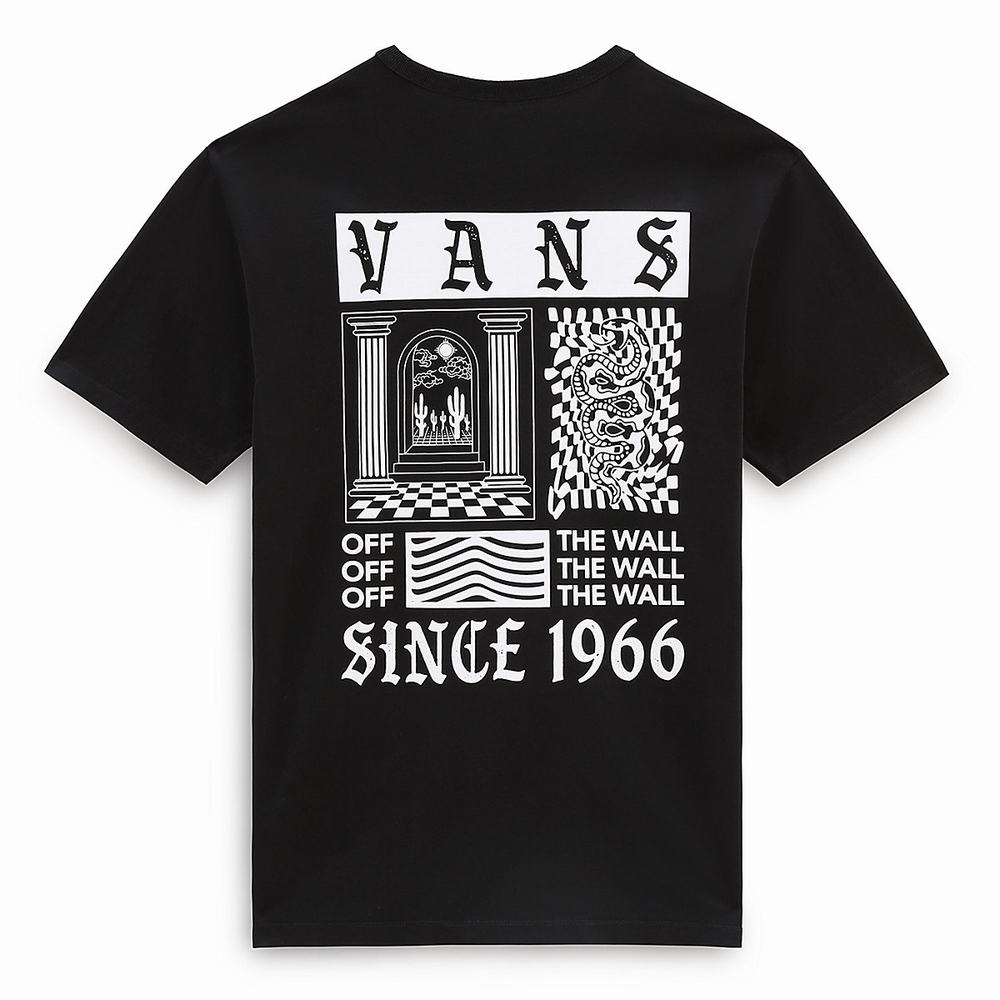 Men's Vans Kevin Peraza Off The Wall T Shirts Black | USA65712