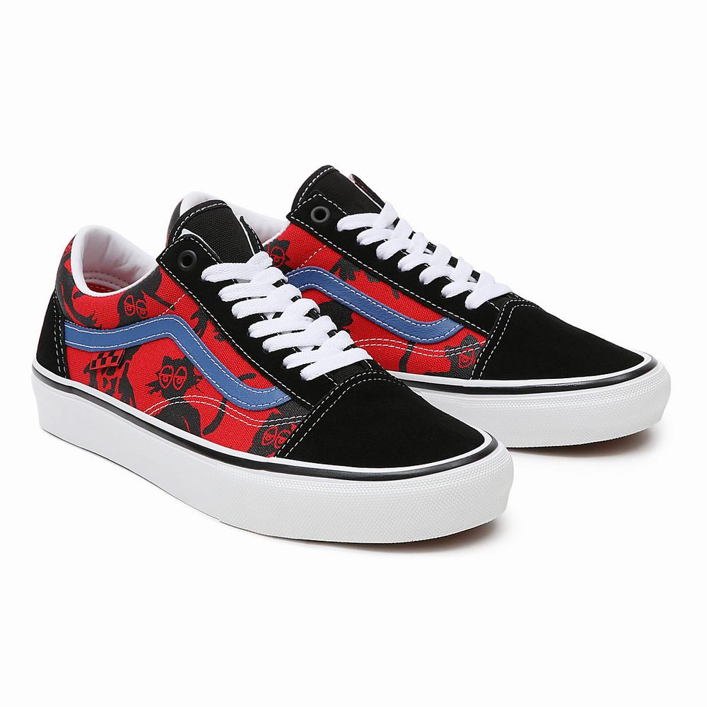 Men\'s Vans Krooked By Natas for Ray Skate Old Skool Sneakers Black / Red / Multicolor | USA37958