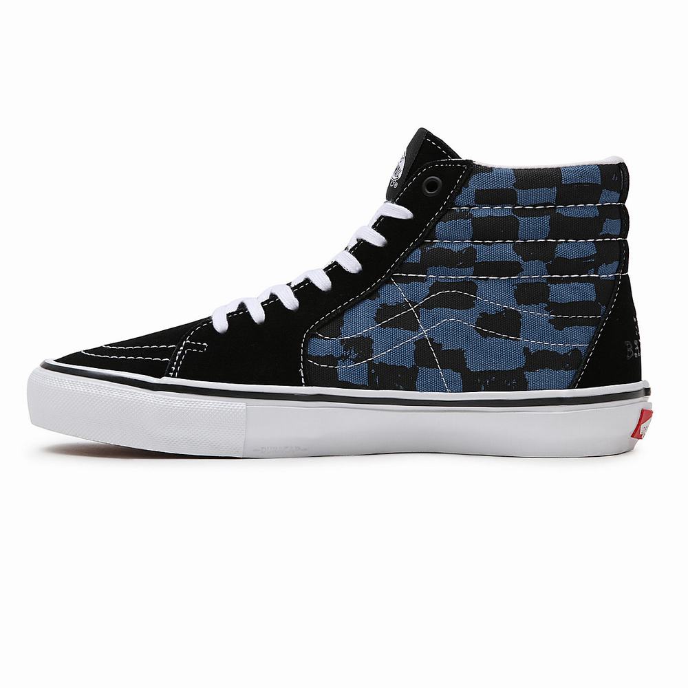 Men's Vans Krooked By Natas for Ray Skate SK8-Hi Sneakers Blue / Black / Multicolor | USA86390