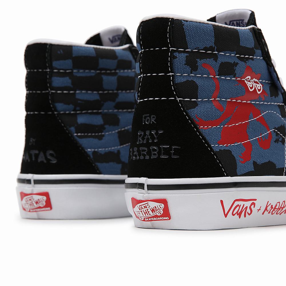 Men's Vans Krooked By Natas for Ray Skate SK8-Hi Sneakers Blue / Black / Multicolor | USA86390