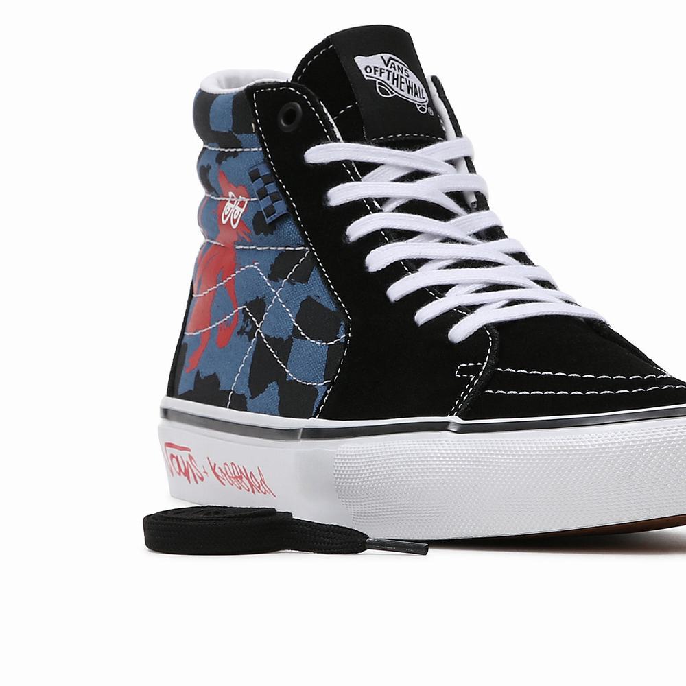 Men's Vans Krooked By Natas for Ray Skate SK8-Hi Sneakers Blue / Black / Multicolor | USA86390