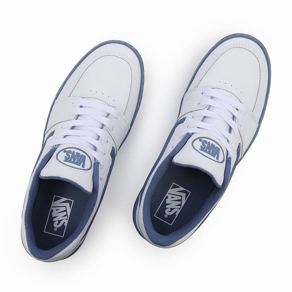 Men's Vans Leather Fairlane Sneakers Blue / White | USA67392