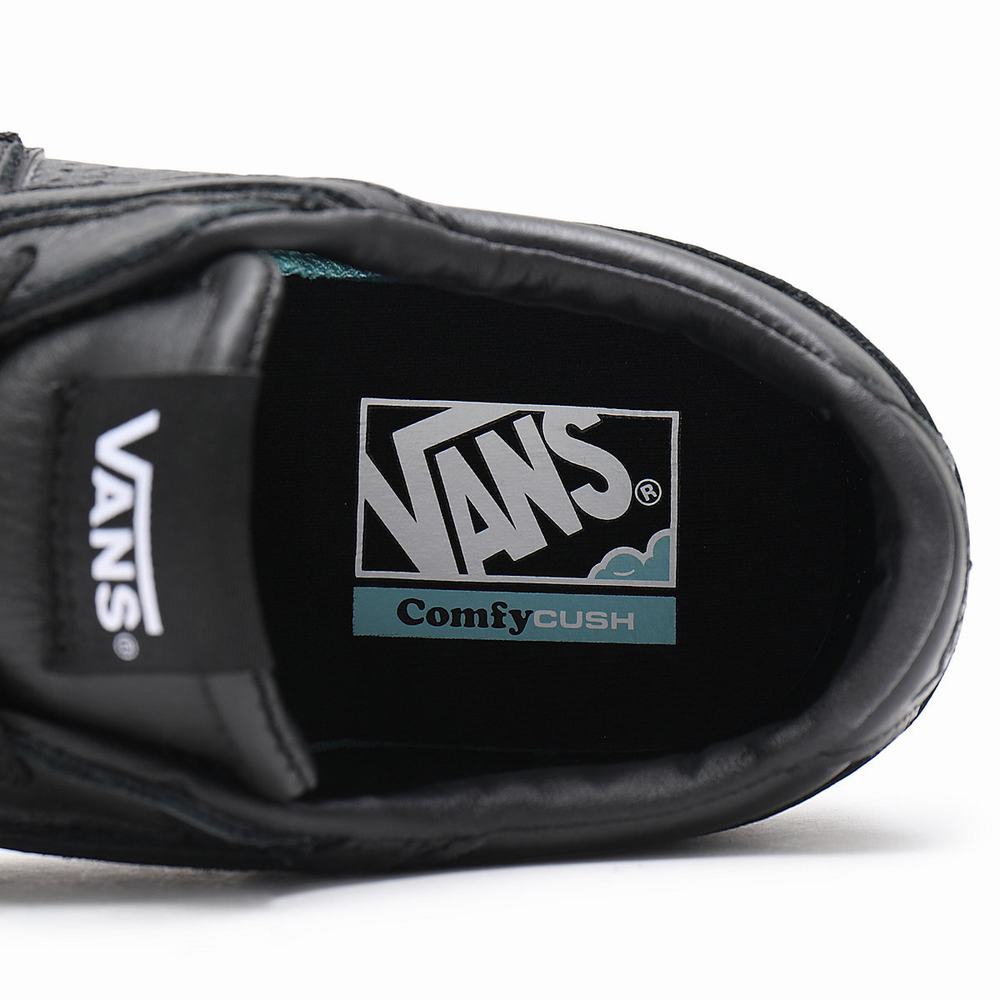 Men's Vans Leather Lowland CC Sneakers Black | USA84370