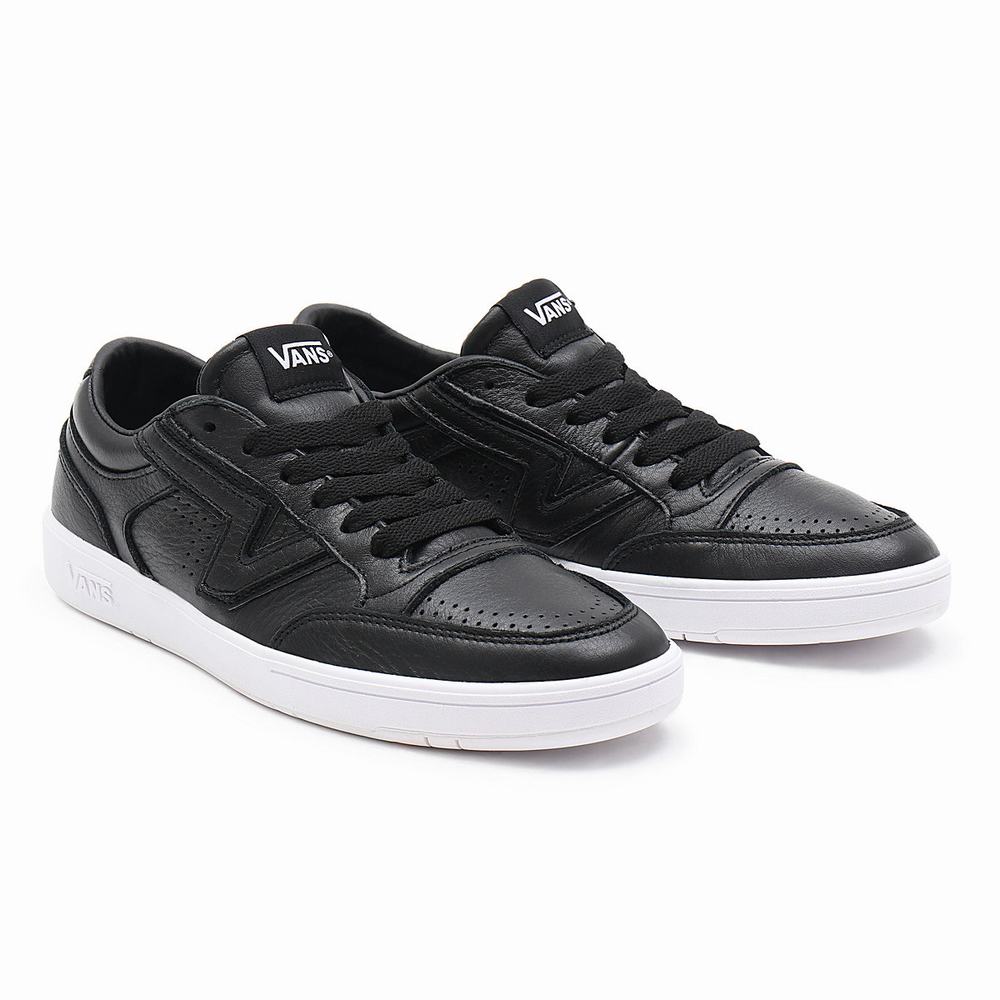 Men\'s Vans Leather Lowland CC Sneakers Black | USA84370