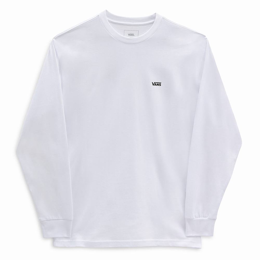 Men's Vans Left Chest Hit Long Sleeve T Shirts White | USA72356