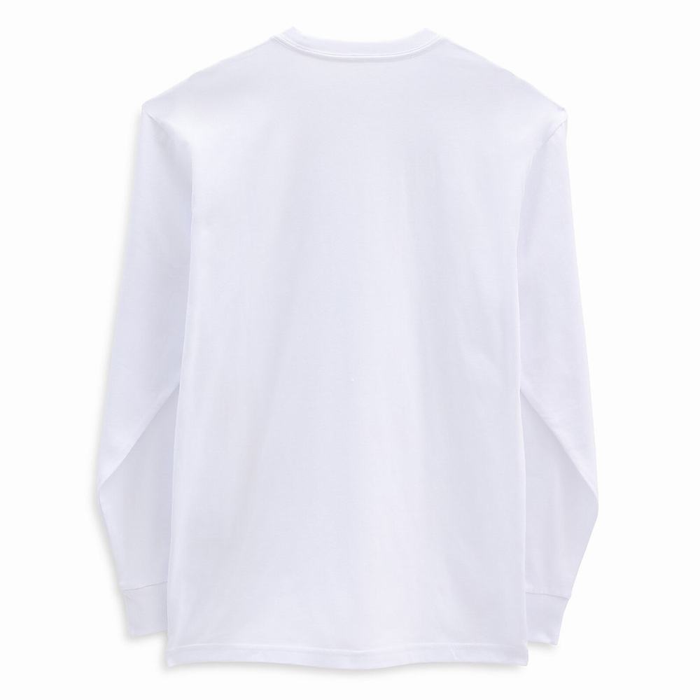 Men's Vans Left Chest Hit Long Sleeve T Shirts White | USA72356