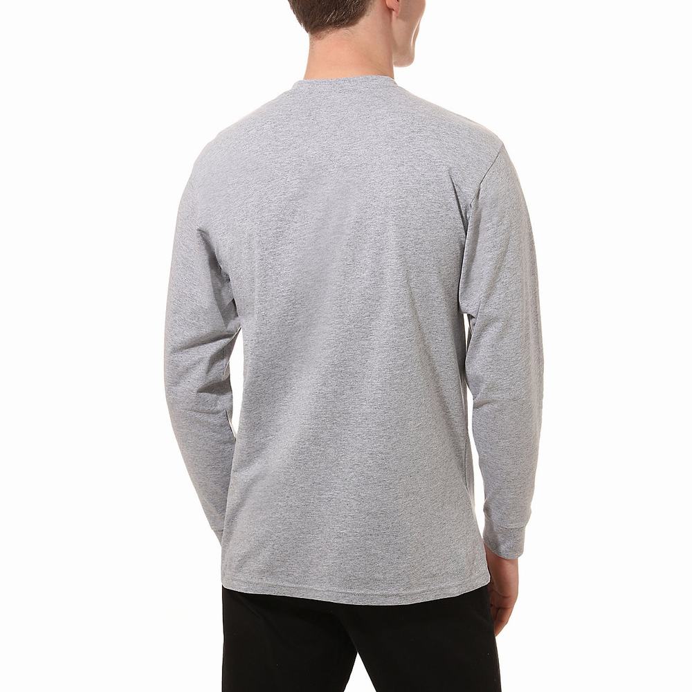 Men's Vans Left Chest Hit Long Sleeve T Shirts Grey | USA96217