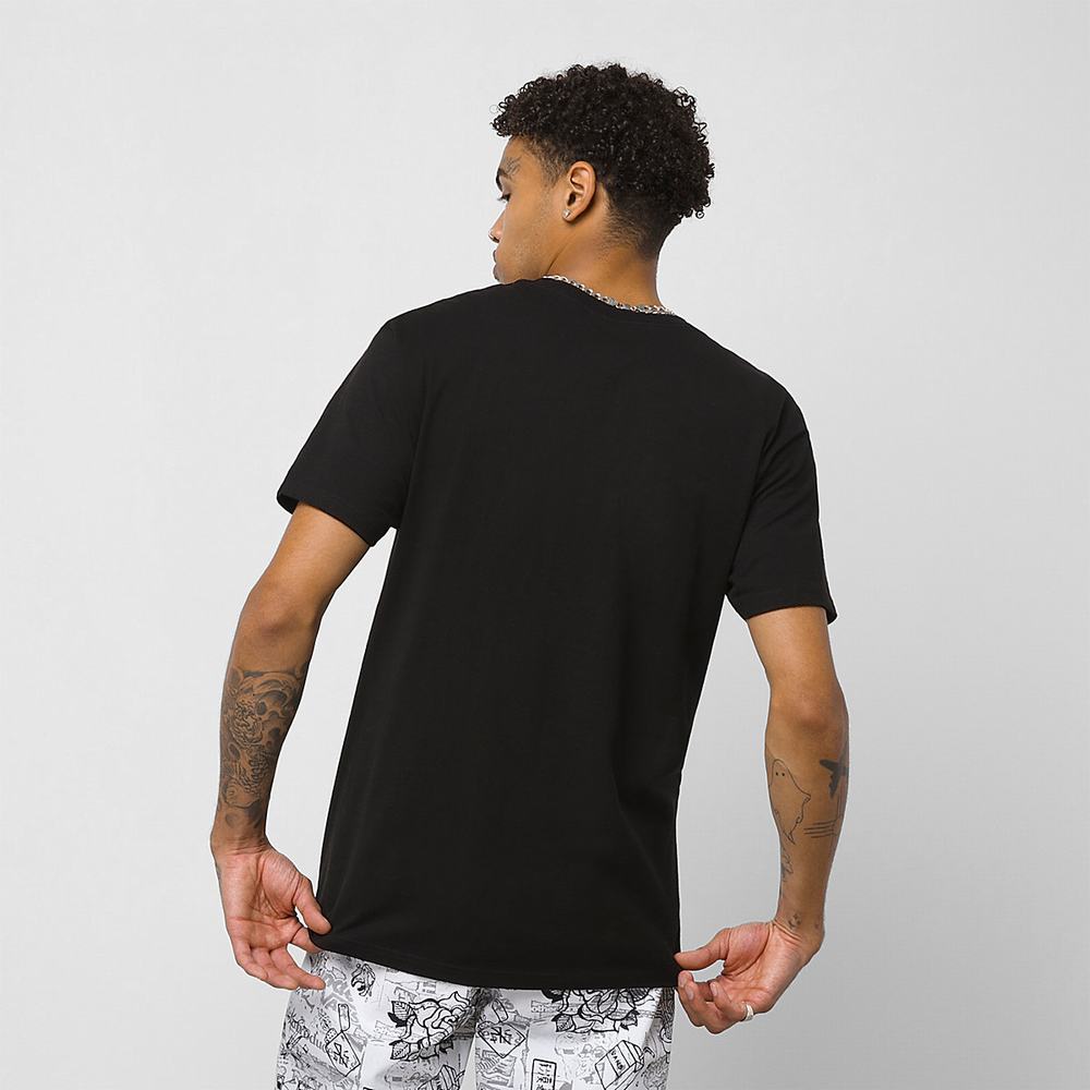 Men's Vans Left Chest Logo T Shirts Black / White | USA72138