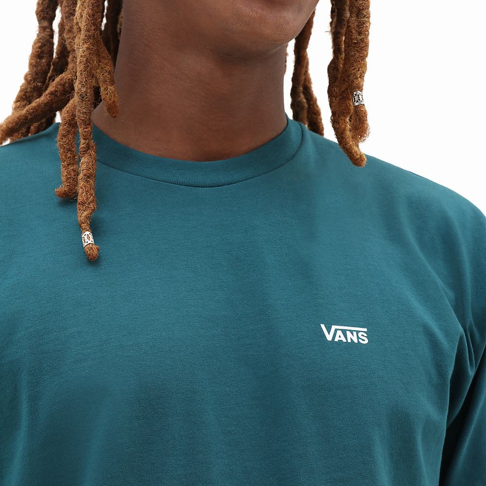 Men's Vans Left Chest Logo T Shirts Blue | USA27105