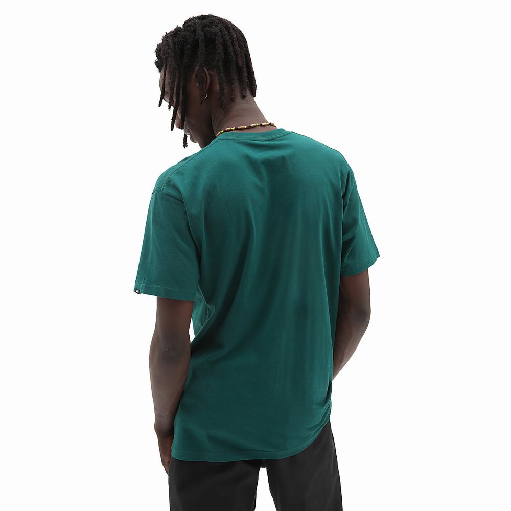 Men's Vans Left Chest Logo T Shirts Green | USA78462