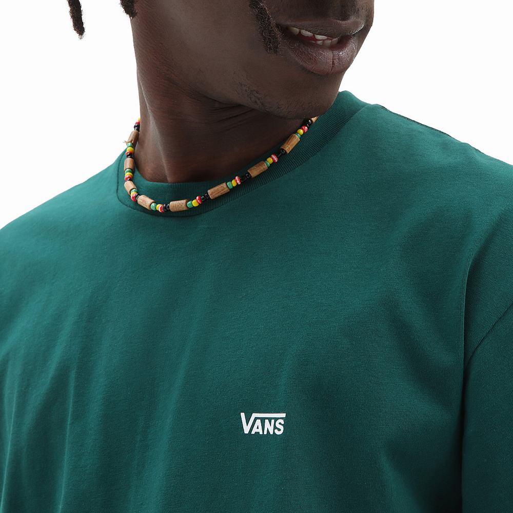 Men's Vans Left Chest Logo T Shirts Green | USA78462