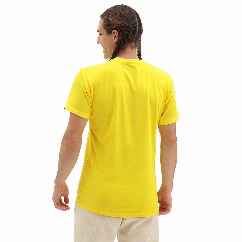 Men's Vans Left Chest Logo T Shirts Yellow | USA70318