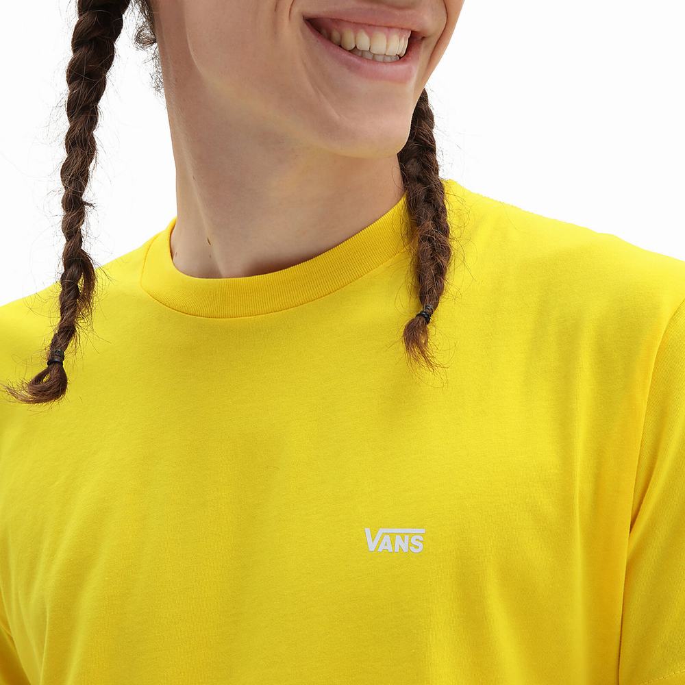 Men's Vans Left Chest Logo T Shirts Yellow | USA70318