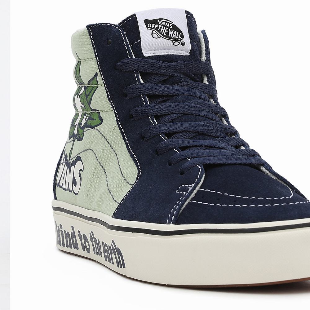 Men's Vans Looper ComfyCush SK8-Hi Sneakers Blue / Green | USA31780