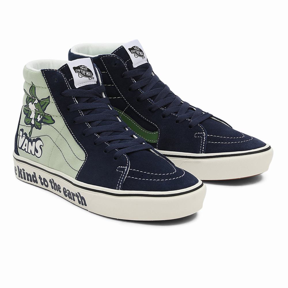 Men\'s Vans Looper ComfyCush SK8-Hi Sneakers Blue / Green | USA31780