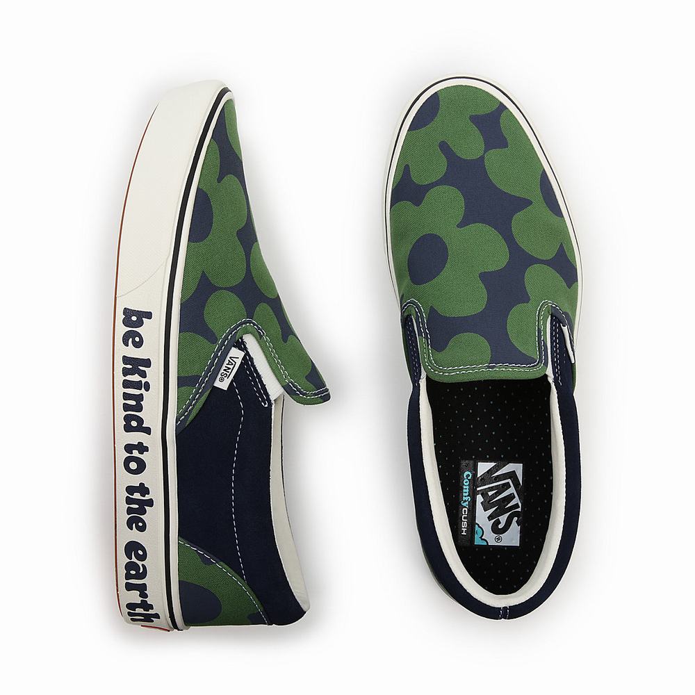 Men's Vans Looper ComfyCush Slip On Shoes Green / Multicolor | USA79054