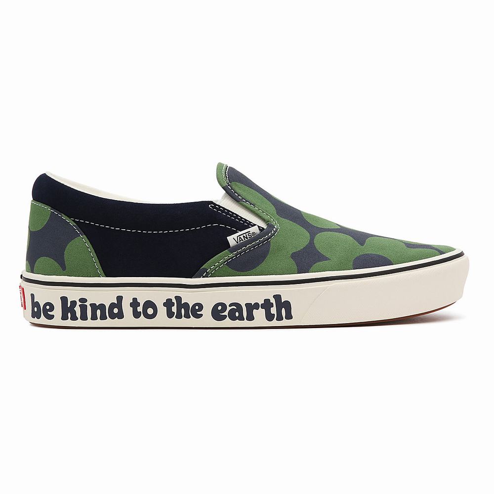 Men's Vans Looper ComfyCush Slip On Shoes Green / Multicolor | USA79054