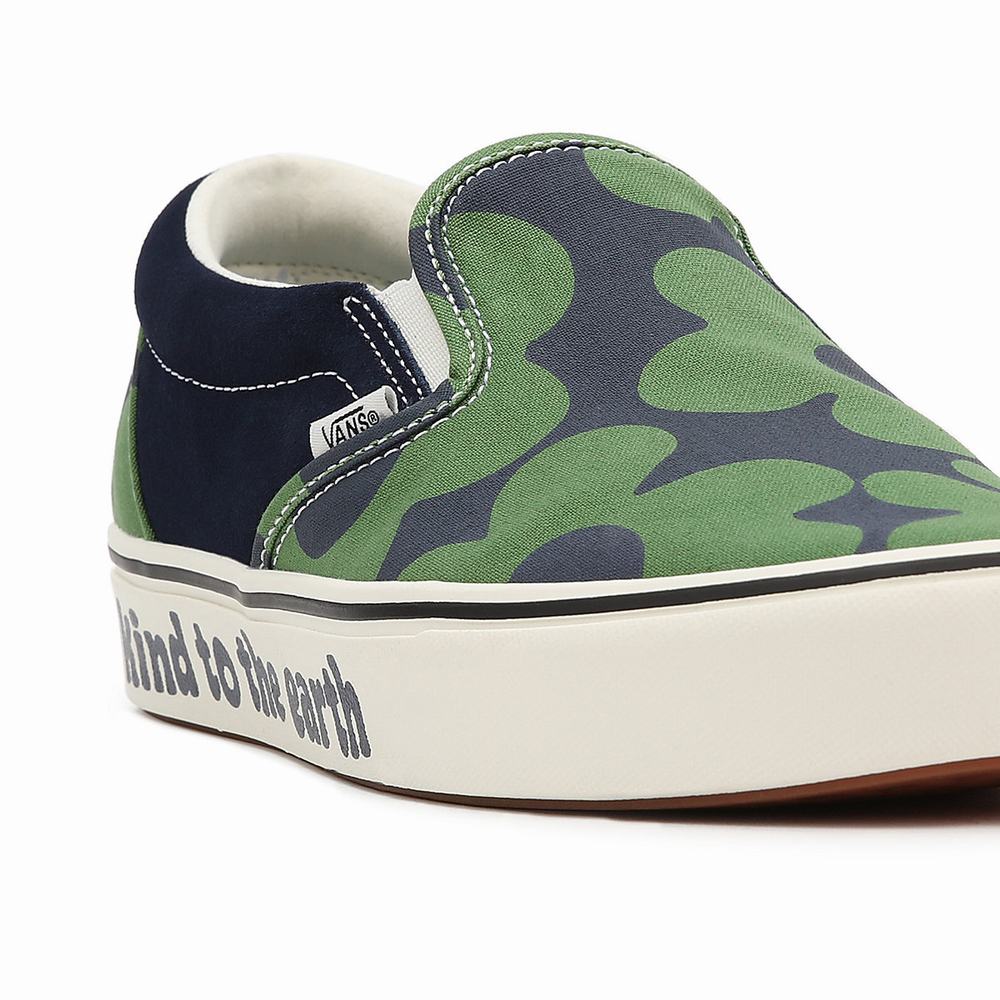 Men's Vans Looper ComfyCush Slip On Shoes Green / Multicolor | USA79054