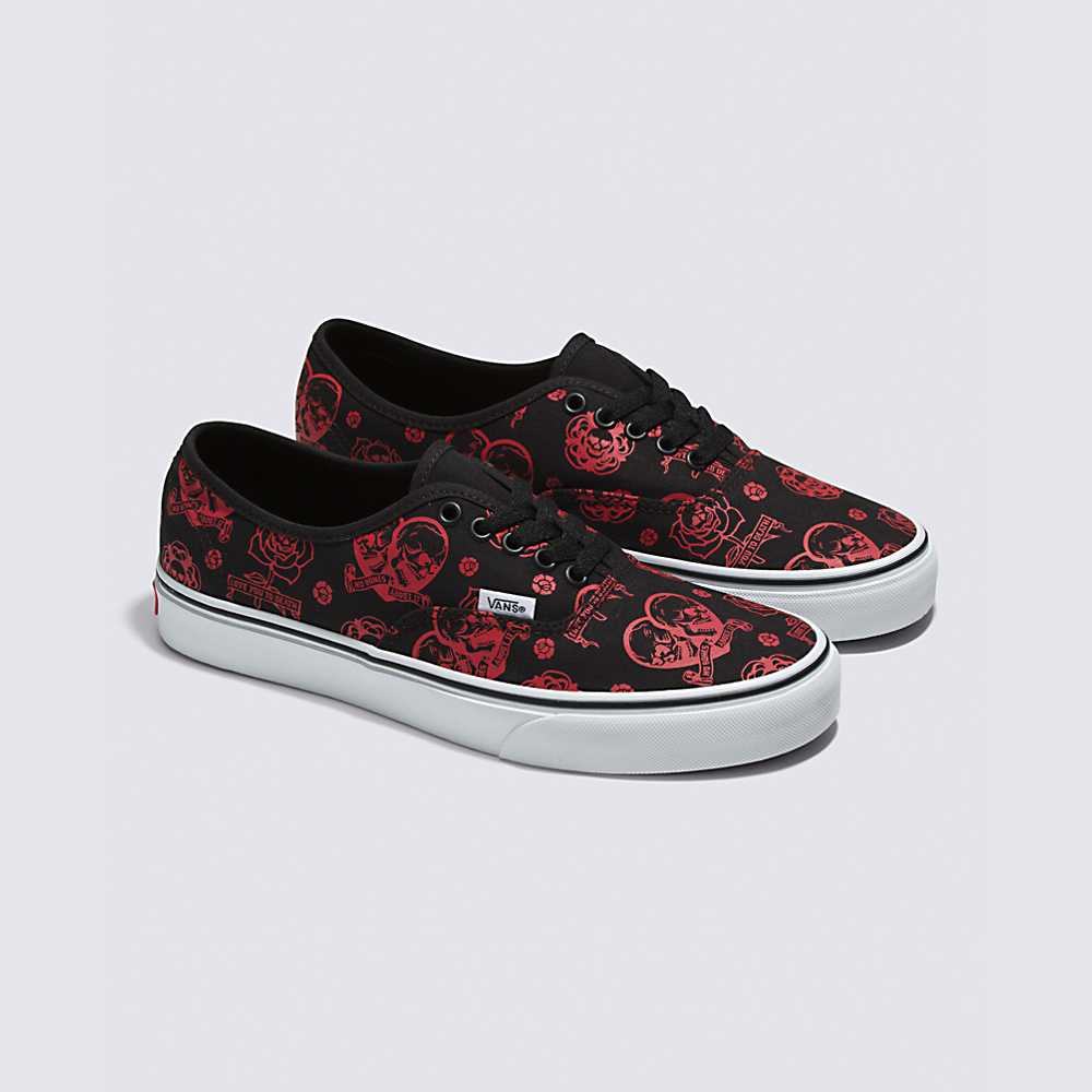 Men's Vans Love You To Death Authentic Sneakers Black / Red | USA60534