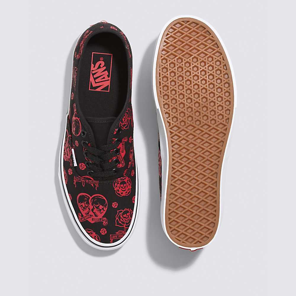 Men's Vans Love You To Death Authentic Sneakers Black / Red | USA60534