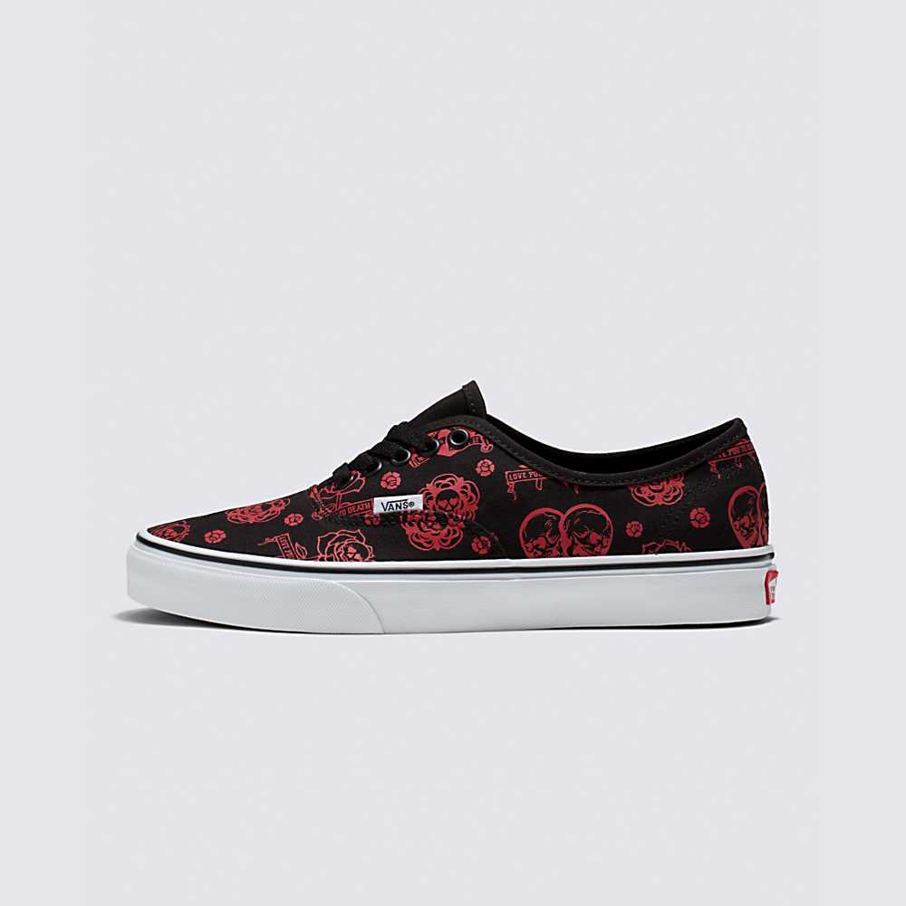 Men\'s Vans Love You To Death Authentic Sneakers Black / Red | USA60534