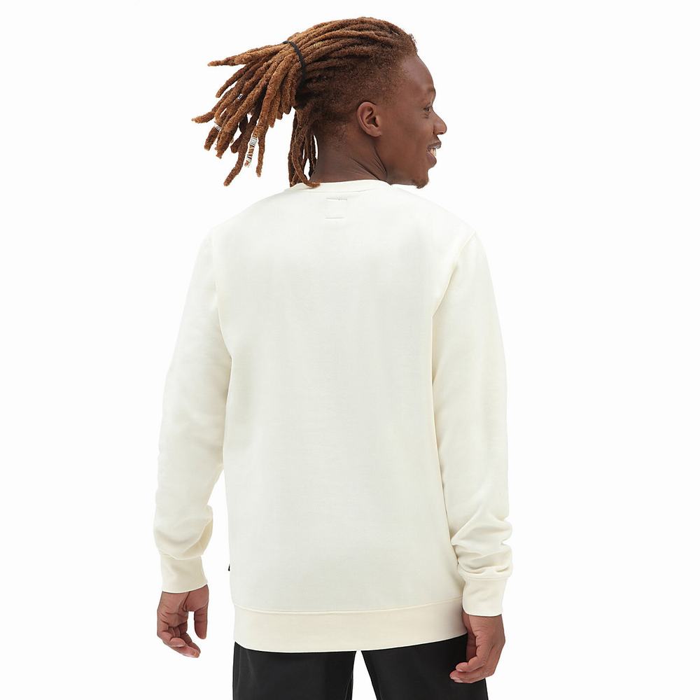 Men's Vans MN BASIC CREW FLEECE ANTIQUE WHITE Sweatshirts White | USA03761