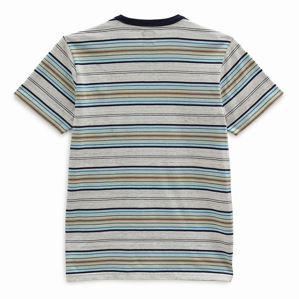 Men's Vans Mesa Stripe Pocket Crew T Shirts White | USA24860