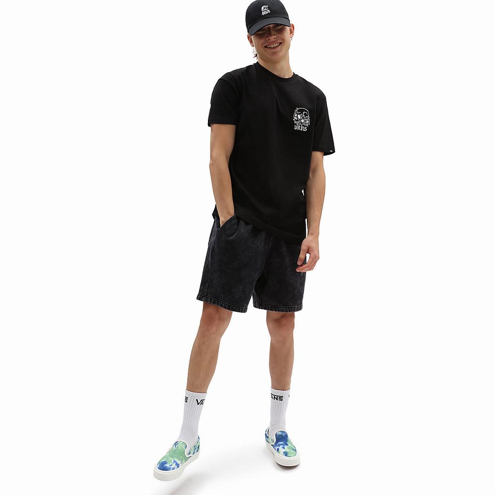 Men's Vans Mineral Wash Loose Fleece Shorts Black | USA03862