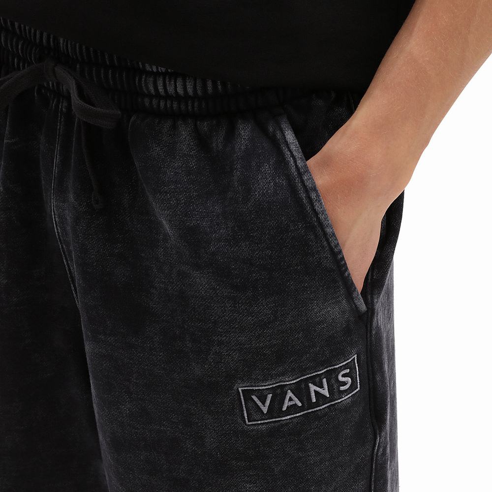 Men's Vans Mineral Wash Loose Fleece Shorts Black | USA03862