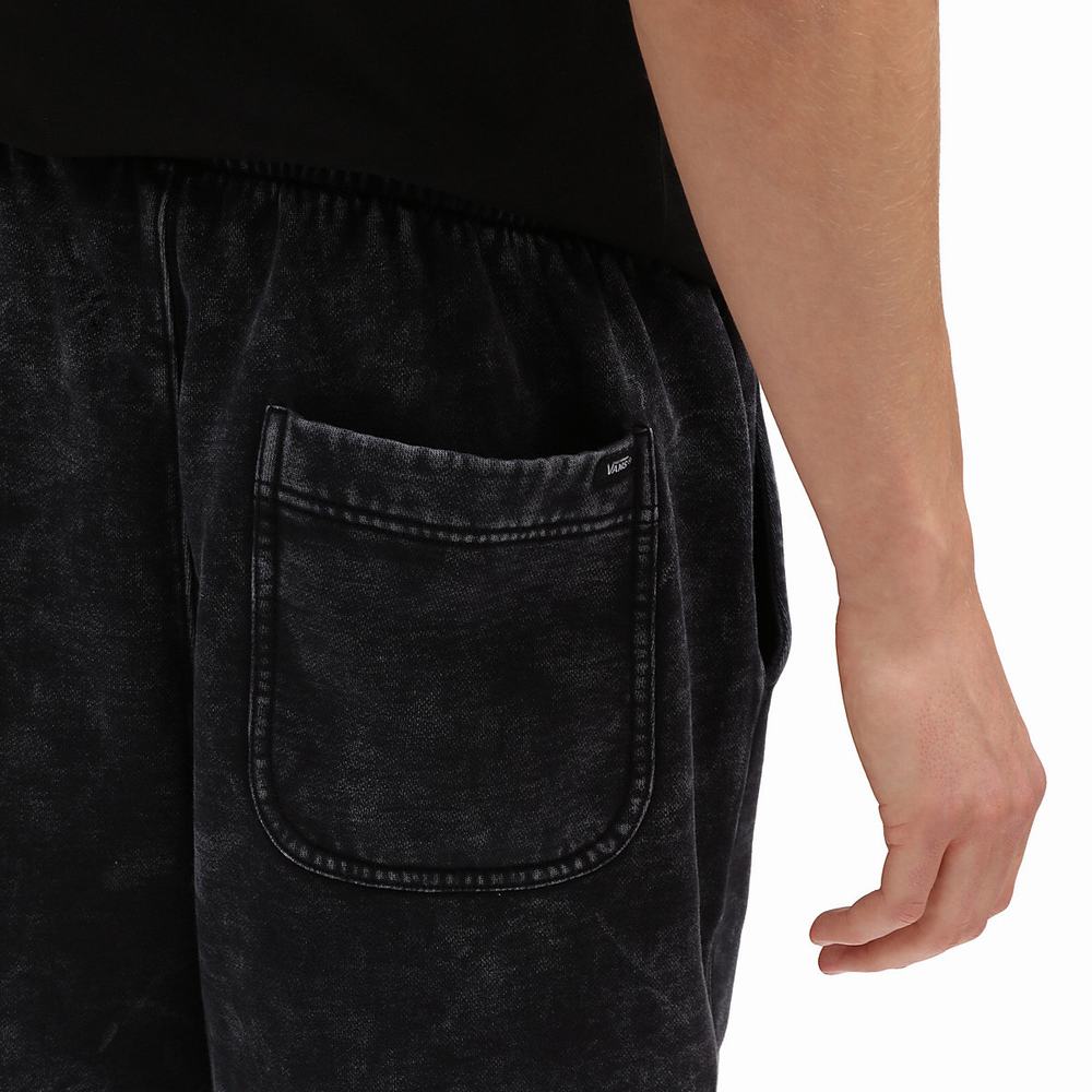 Men's Vans Mineral Wash Loose Fleece Shorts Black | USA03862