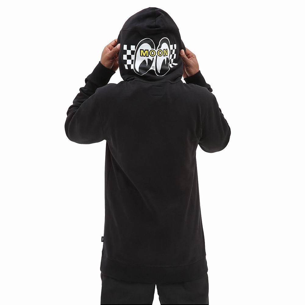 Men's Vans Mooneyes Fleece Hoodie Black | USA84156