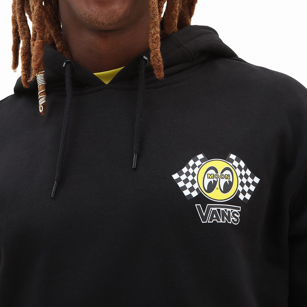 Men's Vans Mooneyes Fleece Hoodie Black | USA84156