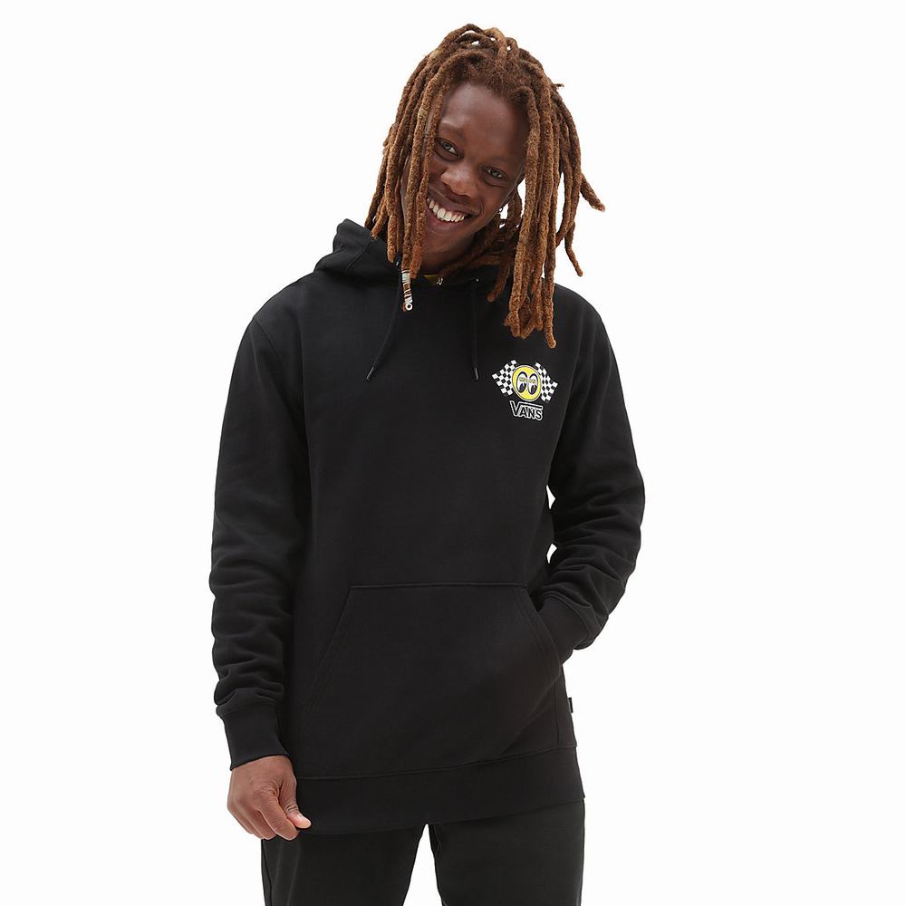 Men\'s Vans Mooneyes Fleece Hoodie Black | USA84156