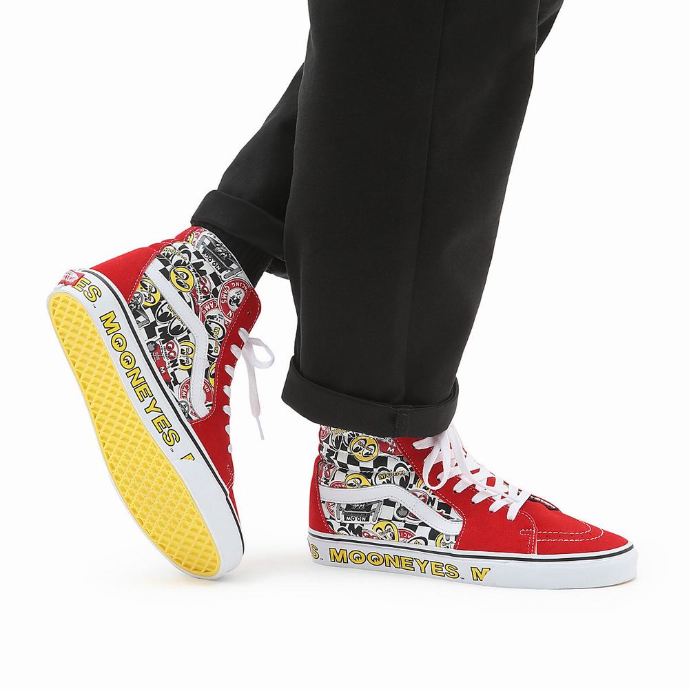 Men's Vans Mooneyes Sk8-Hi Sneakers Red / Multicolor | USA74082