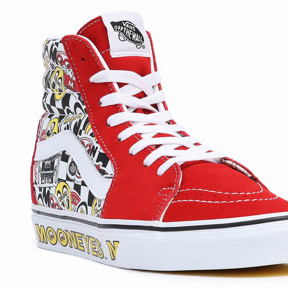 Men's Vans Mooneyes Sk8-Hi Sneakers Red / Multicolor | USA74082