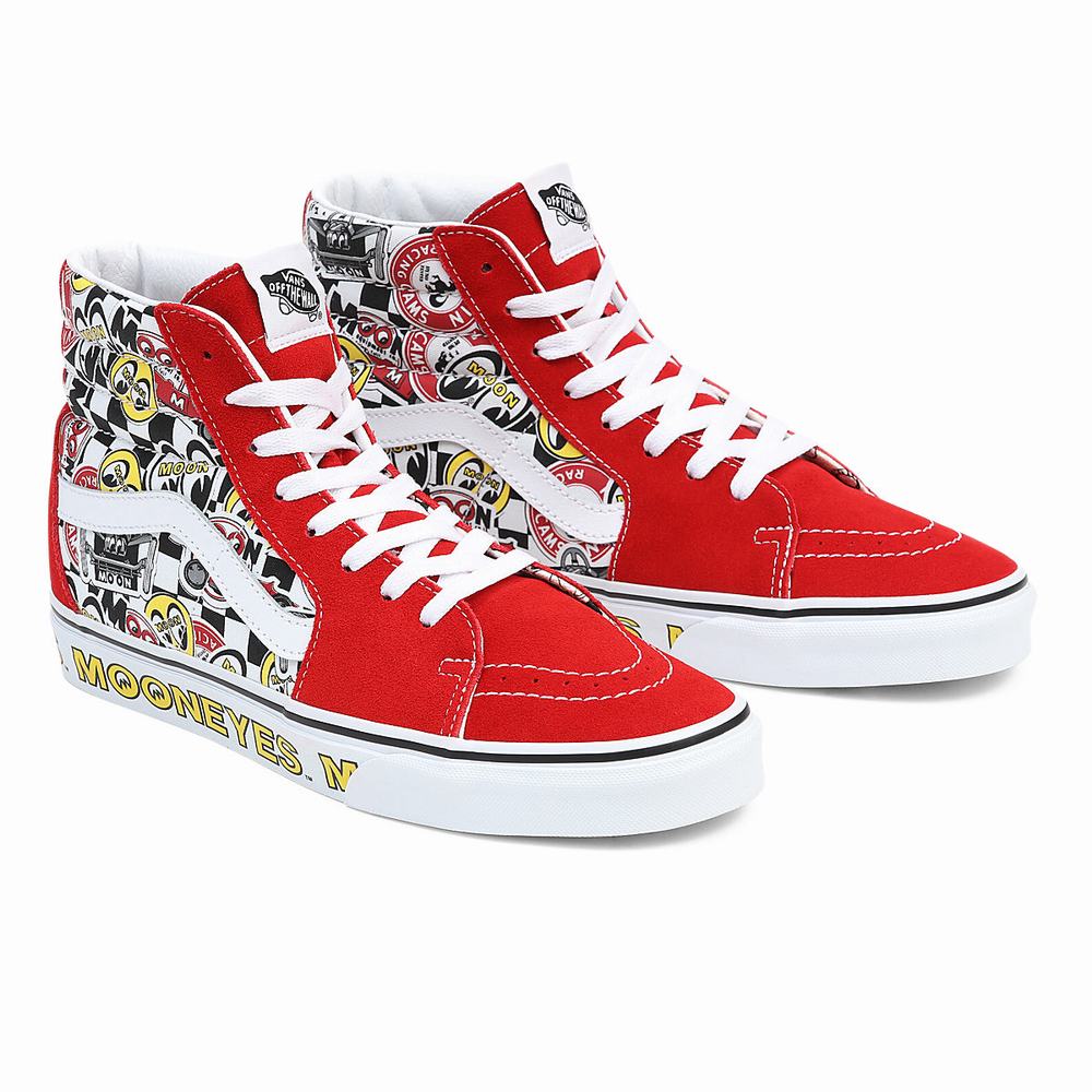 Men\'s Vans Mooneyes Sk8-Hi Sneakers Red / Multicolor | USA74082