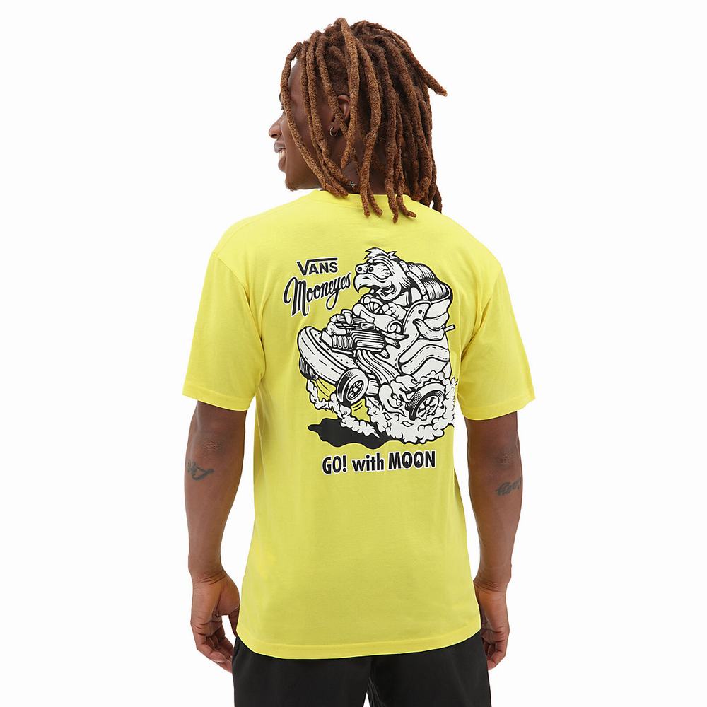 Men\'s Vans Mooneyes T Shirts Yellow | USA30216