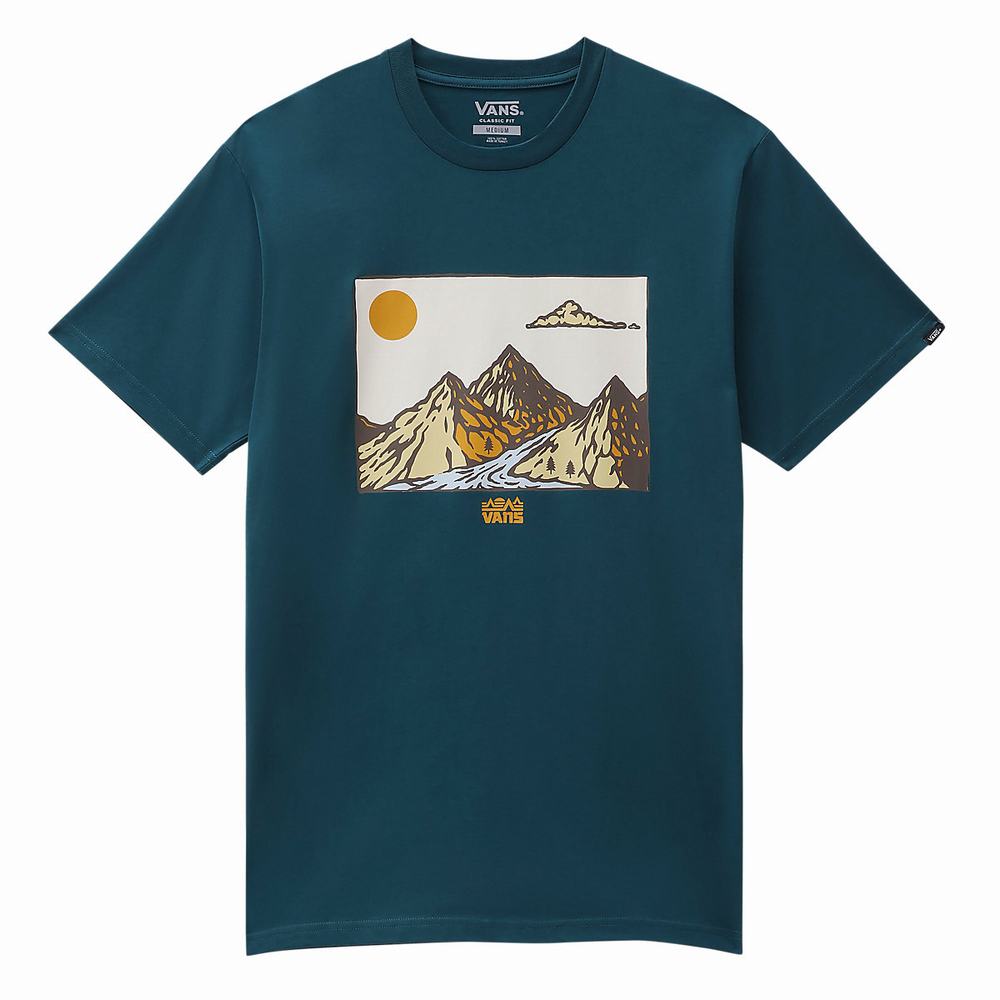 Men's Vans Mt. Vans T Shirts Blue | USA42376