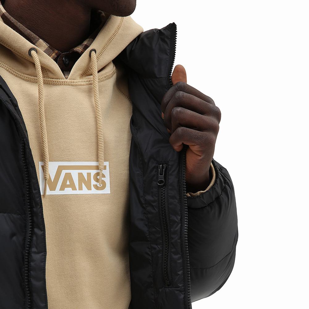 Men's Vans No Hood Puffer Jackets Black | USA30782