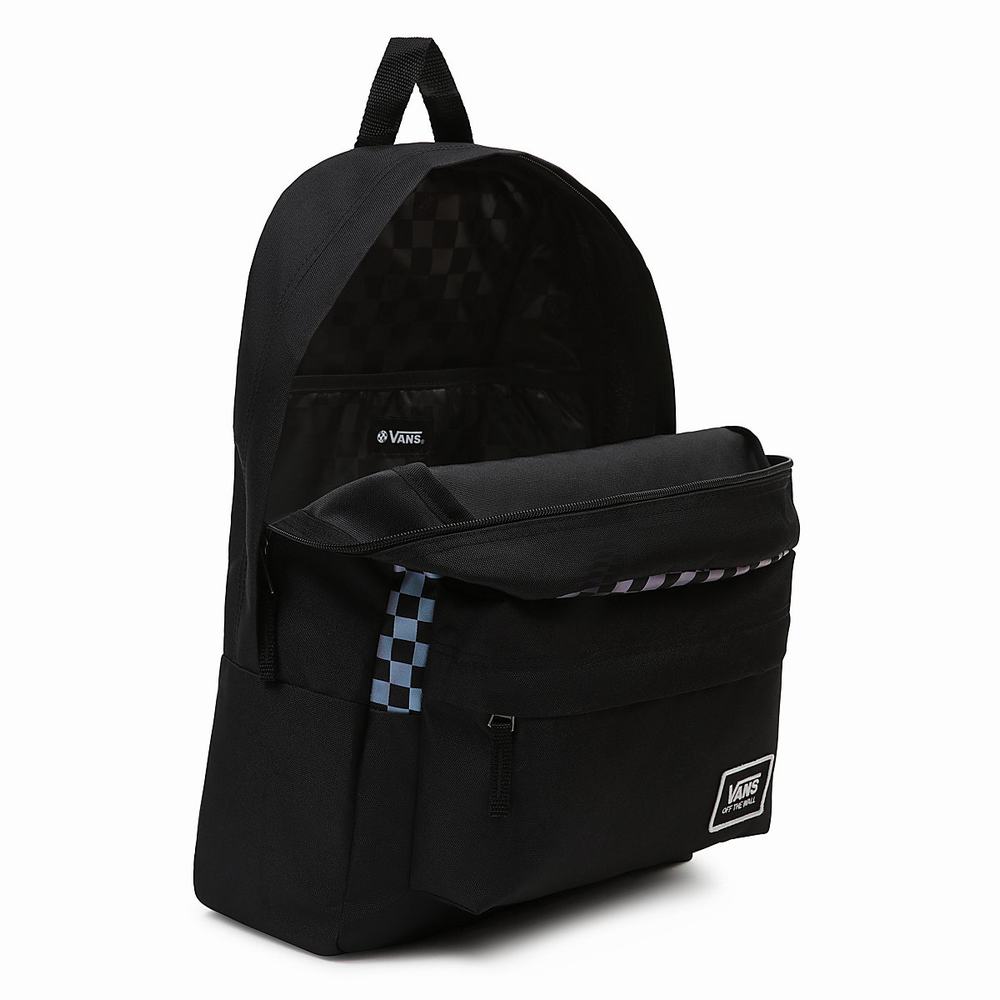 Men's Vans Novelty Check Realm Backpacks Black | USA94253