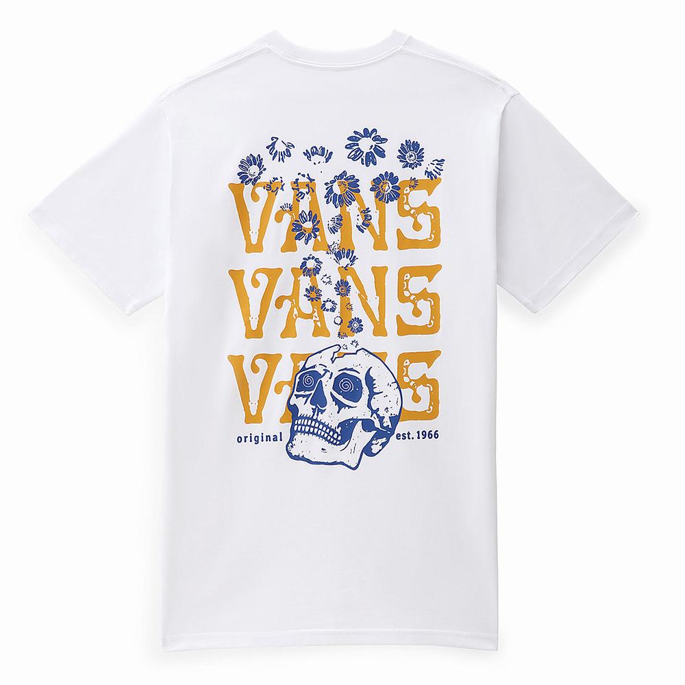 Men's Vans OG Skull Trip T Shirts White | USA58639