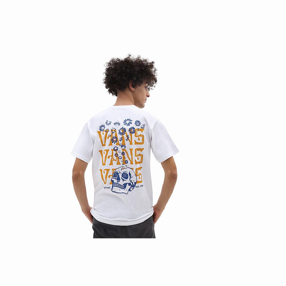 Men\'s Vans OG Skull Trip T Shirts White | USA58639