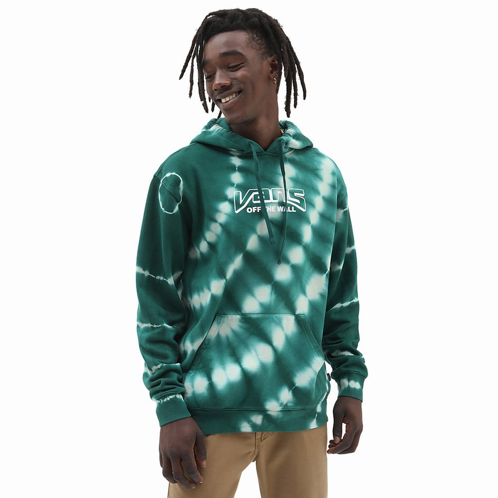 Men\'s Vans OTW Graphic Tie Dye Hoodie Green | USA07463