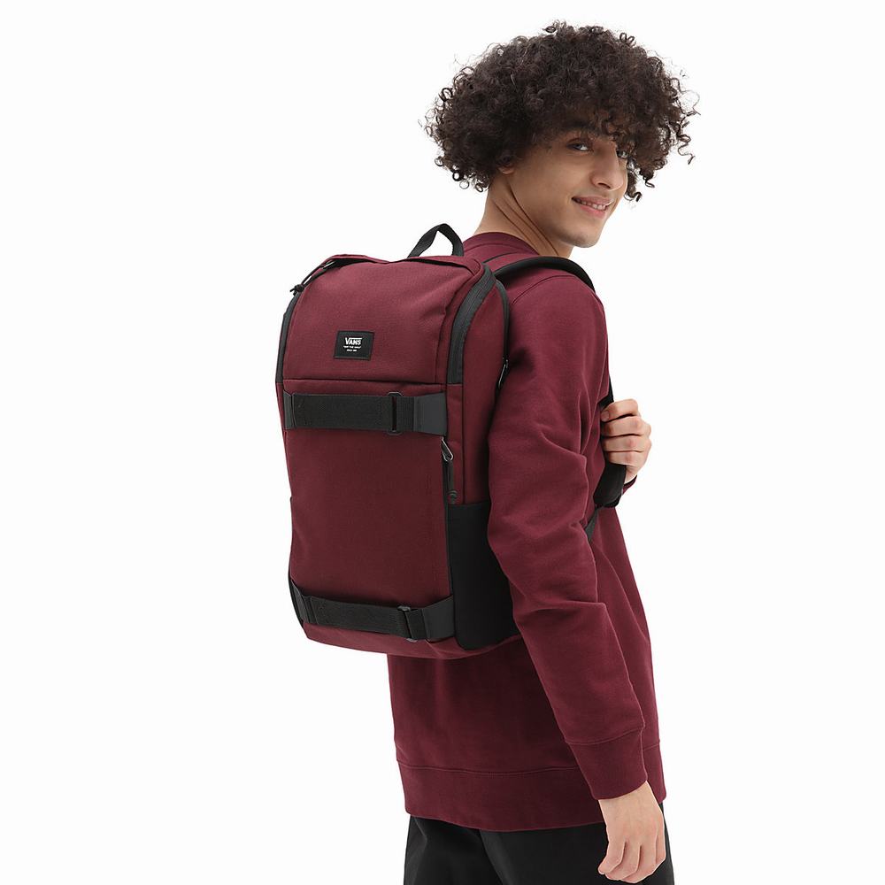 Men's Vans Obstacle Skatepack Backpacks Red | USA50742