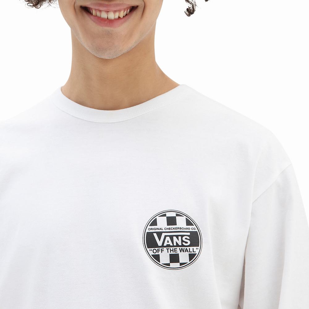 Men's Vans Off The Wall Check Graphic Long Sleeve T Shirts White | USA64915