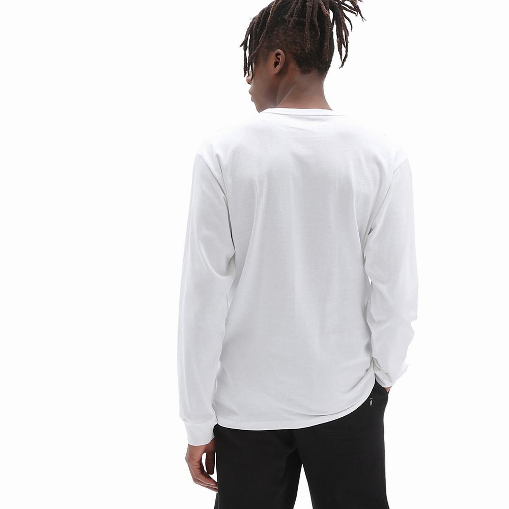 Men's Vans Off The Wall Classic Long Sleeve T Shirts White | USA85930