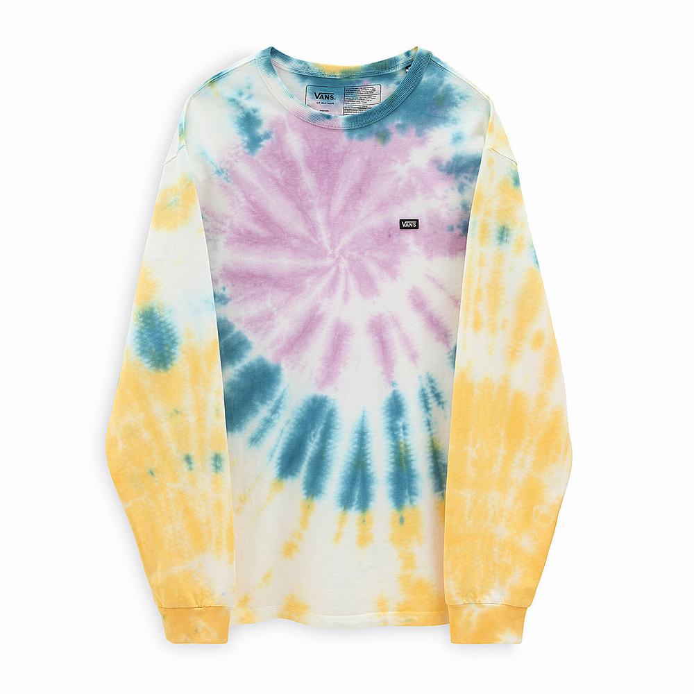 Men\'s Vans Off The Wall Classic Spiral Tie Dye Long Sleeve T Shirts Yellow | USA32517